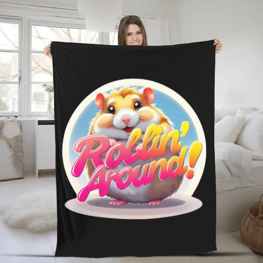 Cheeky Hamster with Playful Text Fleece Blankets