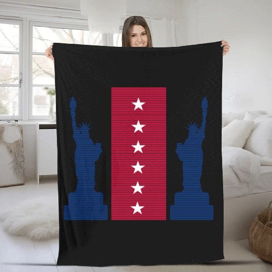 Stylized Statue of Liberty Graphic Design Fleece Blankets