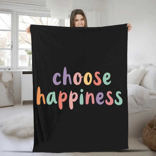 Choose Happiness Retro Colorful Pastel Kids Fleece Blankets