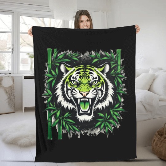 Roaring Bamboo Tiger Fleece Blankets