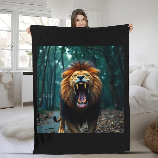 Angry lion Fleece Blankets