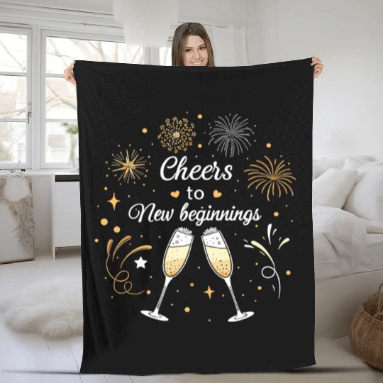 Cheers To New Beginings - Festive New Year's Eve Fleece Blankets