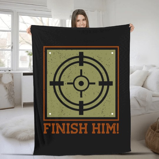 FINISH HIM Fleece Blankets