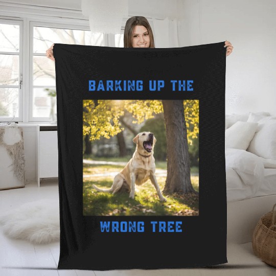 Barking up the wrong tree Fleece Blankets