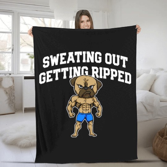 Sweating Out Getting Ripped Workout Player Gym Fleece Blankets