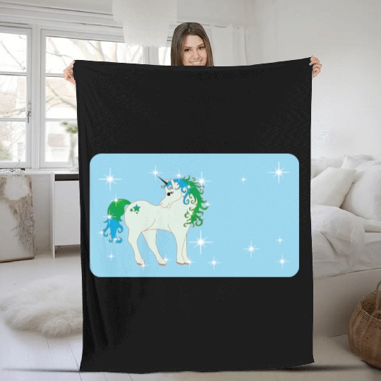 Fantasy unicorn - aqua blue - design for kids Fleece Blankets