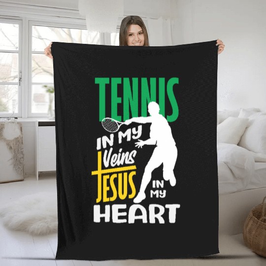 Tennis In My Veins Jesus In My Heart Fleece Blankets