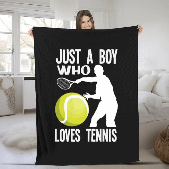 Just A Boy Who Loves Tennis Passion Fleece Blankets