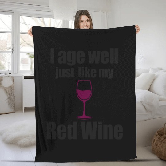 Red Wine Lover Gourmet Saying Quote Fleece Blankets