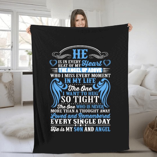 He is in every beat of my heart - my son and angel Fleece Blankets