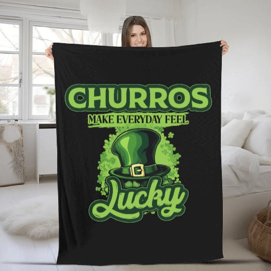 Churros Make Everyday Feel Lucky St Patricks Day Fleece Blankets