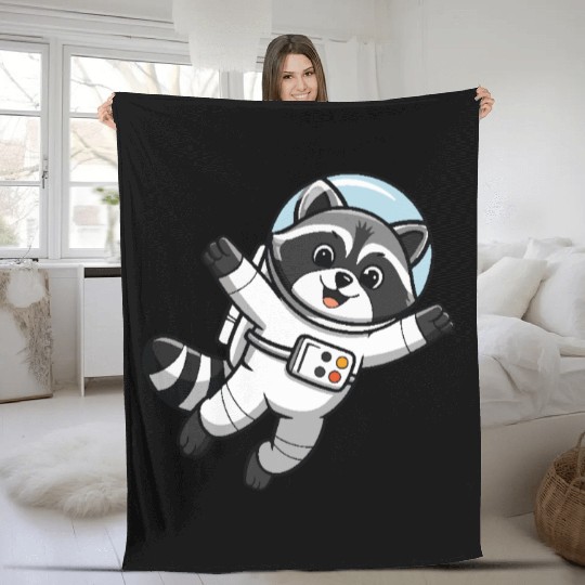 Astro Racoon for Kids Astronaut Fleece Blankets