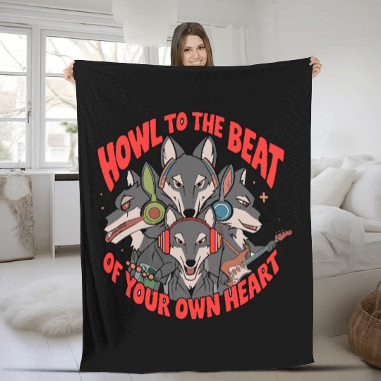 Howl to the Beat of Your Own Heart Wolves Indie Fleece Blankets