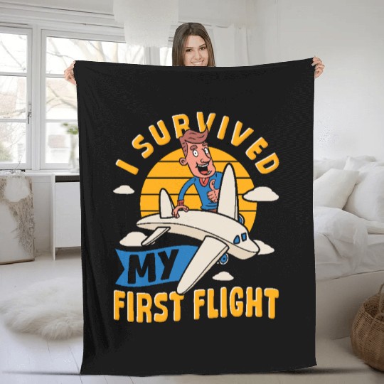 Airplane Plane Ride Takeoff Survived First Flight Fleece Blankets