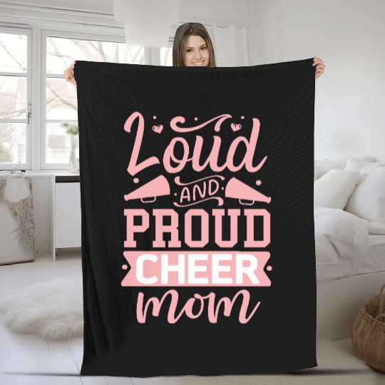 Loud And Proud Cheer Mom Heart Cheerleader Sports Fleece Blankets