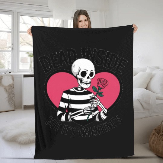 Dead Inside But It's Valentine's | Funny Men's Fleece Blankets