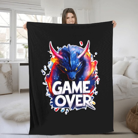 Game Over - Dragon Art - Graffiti Style - Gamer Sl Fleece Blankets