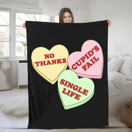 Valentines Candy Hearts Fleece Blankets