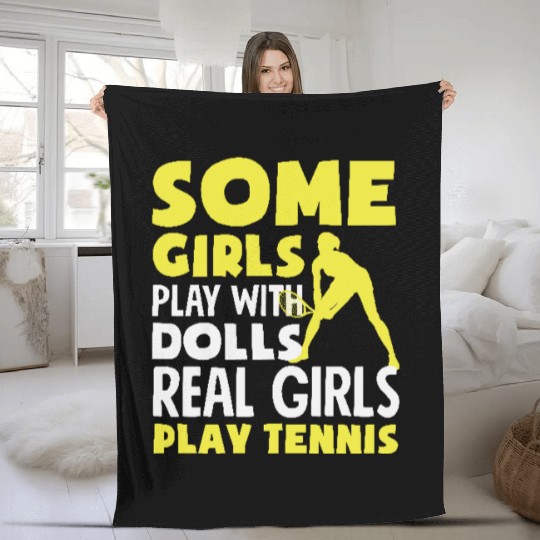 Real Girls Play Tennis Bold Statement Fleece Blankets