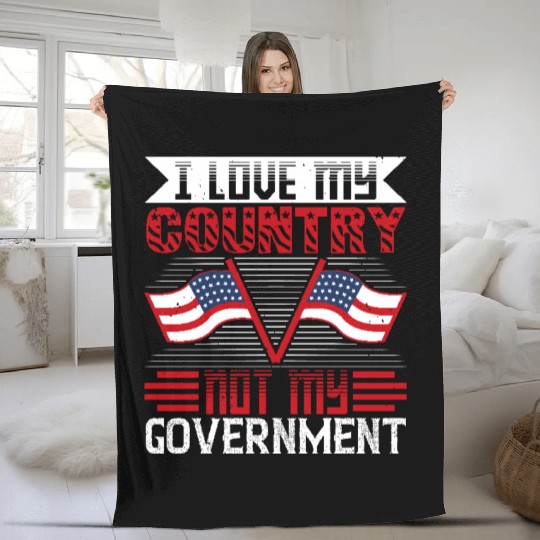 I love my country not my government 01 Fleece Blankets