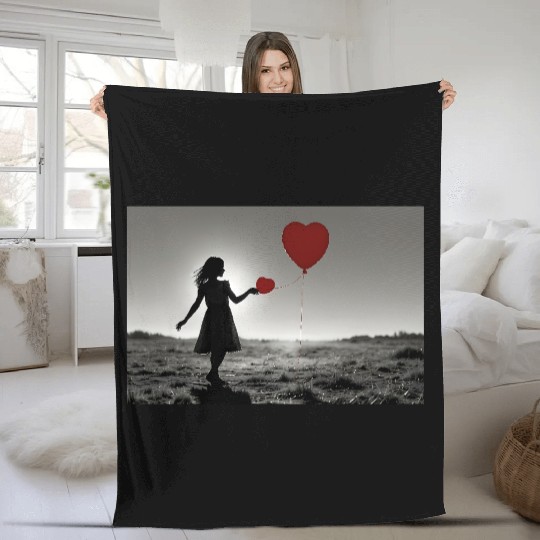 Girl With Balloon Banksy Fleece Blankets