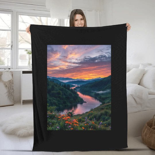 Twilight Riverbend Fleece Blankets