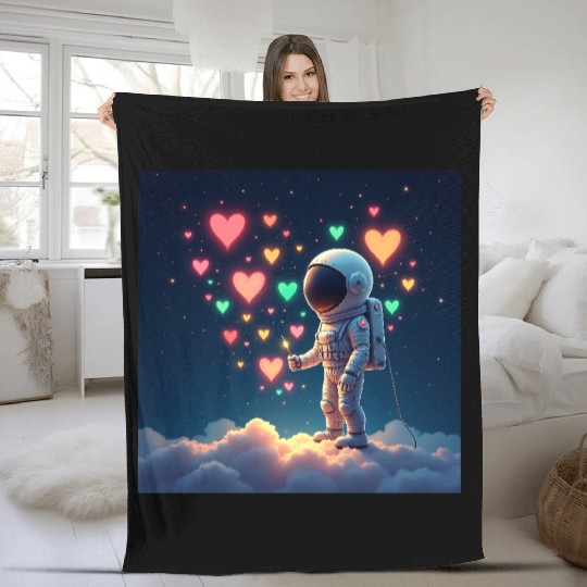 Astronauts are full of love Fleece Blankets