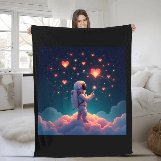 Astronauts are full of love Fleece Blankets