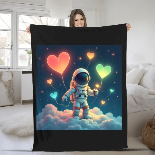 Astronauts are full of love Fleece Blankets