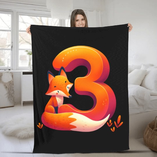 Creative Fox and Number 3 Kids Design Fleece Blankets