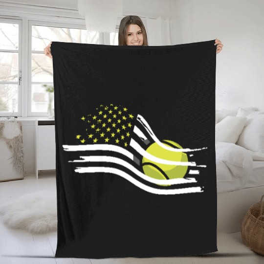 American Flag Tennis Passion Design Fleece Blankets