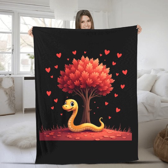 I love my snake heart tree Fleece Blankets