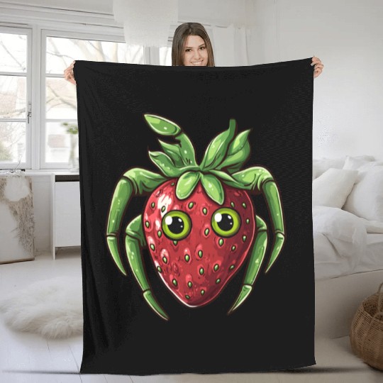 Strawberry Spider Strawberry Spider Fleece Blankets