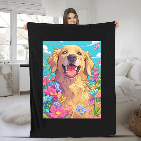 Super cute Golden Retriever Fleece Blankets
