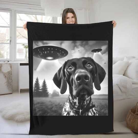 German Shorthaired Pointer Funny Sci-fi Graphic Se Fleece Blankets