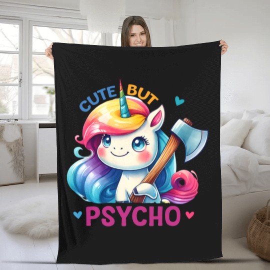 Cute But Psycho Fleece Blankets