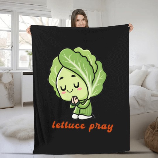 Lettuce pray not Let us pray Fleece Blankets