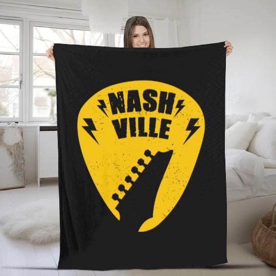 Nashville Music City Guitar Pick Fleece Blankets