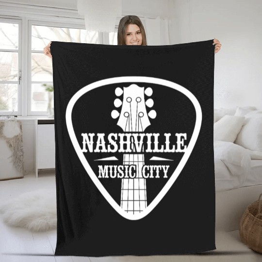 Nashville Music City Guitar Pick Fleece Blankets