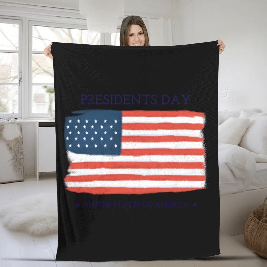 US flag.Presidents Day Fleece Blankets
