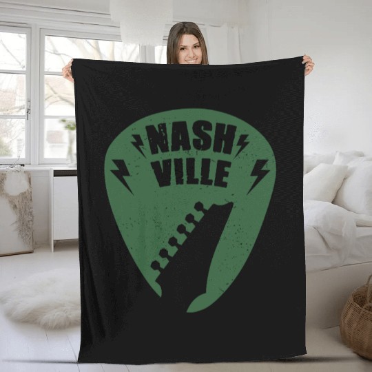 Nashville Music City Guitar Pick Fleece Blankets