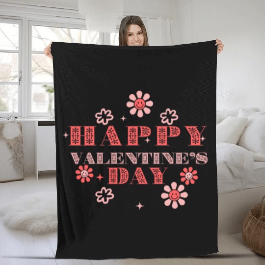 Red and Black Floral Valentine s Day Fleece Blankets