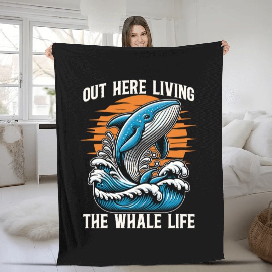 Whale Watching Out Here Living The Marine Biology Fleece Blankets