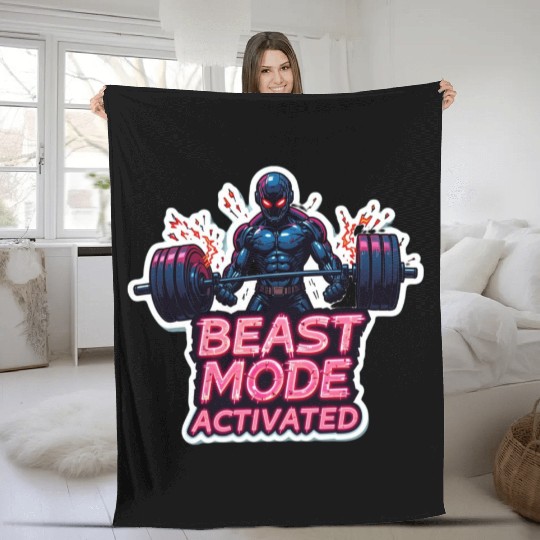 Beast-Mode Activated Cyberpunk Gym Fleece Blankets