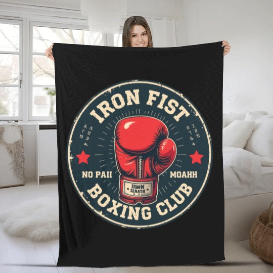 Vintage Boxing Club Training Fleece Blankets