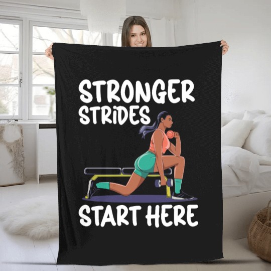 Bulgarian Squat Exercise Fitness Workout Gym Fleece Blankets
