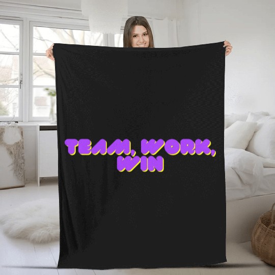 team, work, win team spirit Fleece Blankets