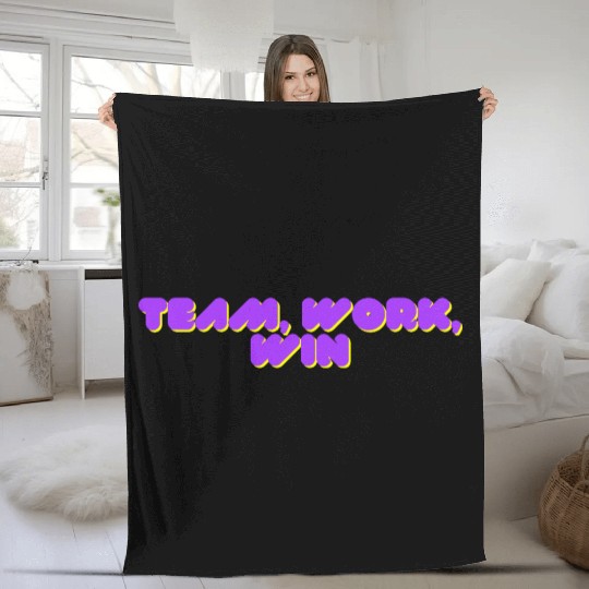 team, work, win team spirit Fleece Blankets