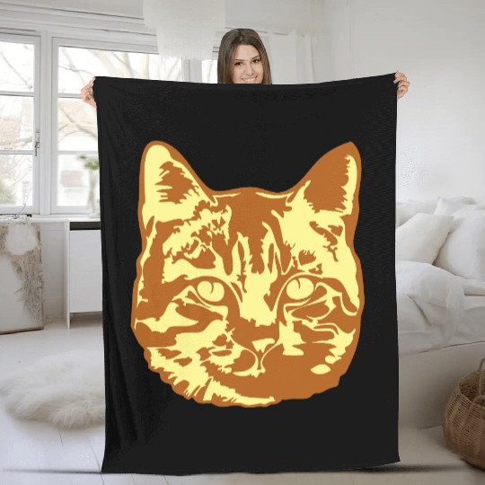 Cat Lover Realistic Pet Face Cute Cool Kitten Head Fleece Blankets