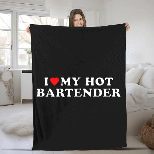 I love my hot bartender Fleece Blankets